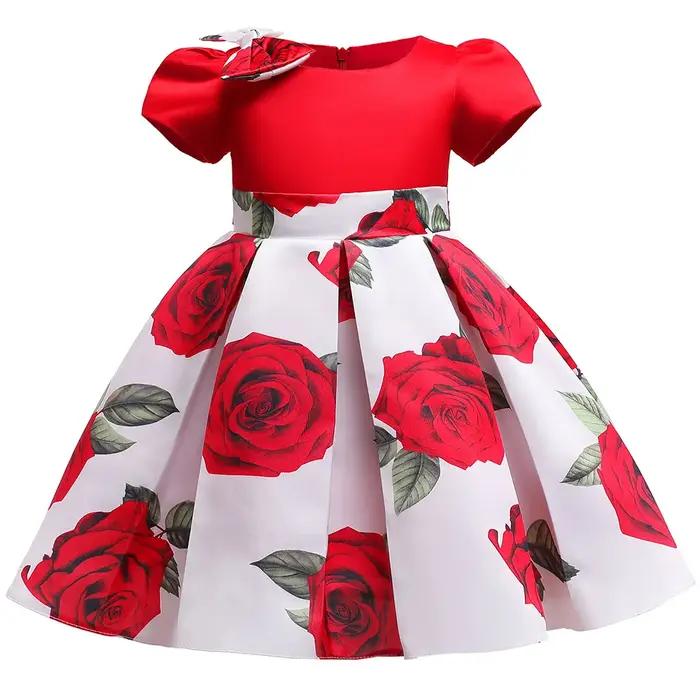 Robes d'été à fleurs pour filles, vêtements de noël pour enfants, robe princesse d'anniversaire, de
