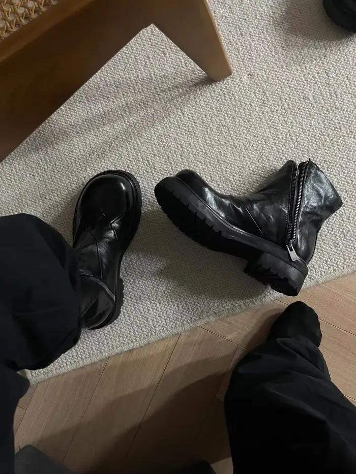 Bottes Chelsea en polaire pour hommes, bottes courtes à grande tête, tendance, Style britannique, re