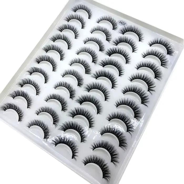 Faux-cils 3D en faux vison, 20 paires, naturels, dramatiques, moelleux, doux, contaminants, volume c