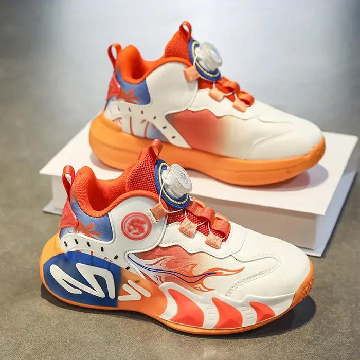 Chaussures de basket-ball pour enfants, chaussures de sport de plein air légères en cuir à amorti re