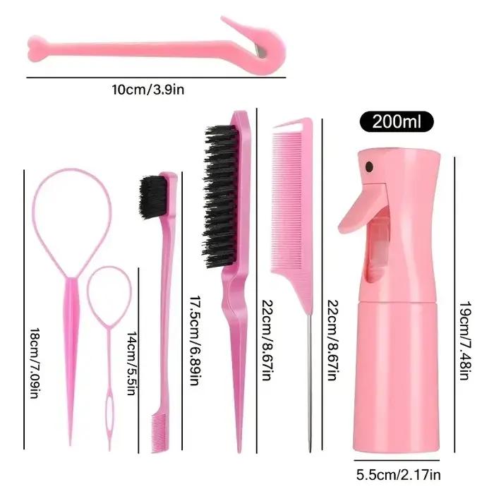 7 pièces/ensemble accessoires de beauté des cheveux poils queue de Rat bord peigne brosse à sourcils
