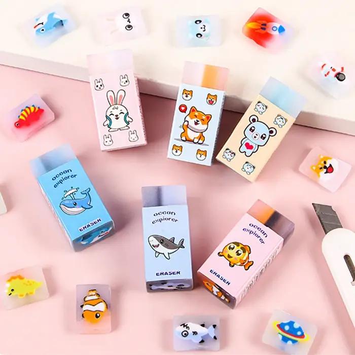 Gommes à motif de fusée d'animaux de dessin animé mignon, 10 pièces, cadeaux de fête d'anniversaire