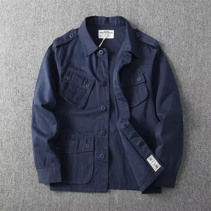 Veste Cargo Militaire Multi-Poches pour Homme, Manteau Délavé, 1603 Coton, Jungle Tropicale Américai