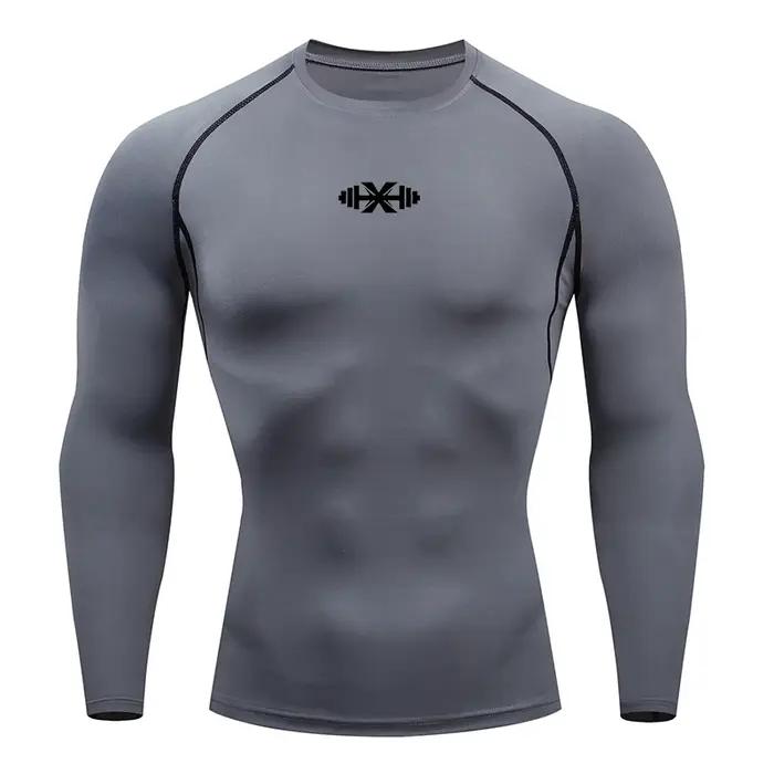 Hommes course Compression T-shirt manches longues Sport t-shirts Gym Fitness sweat mâle Jogging surv