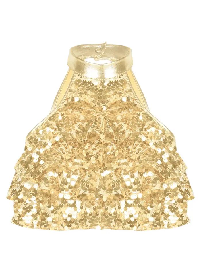 Tenue de danse latine et jazz pour filles, avec paillettes, style disco années 70, vêtements hippie,