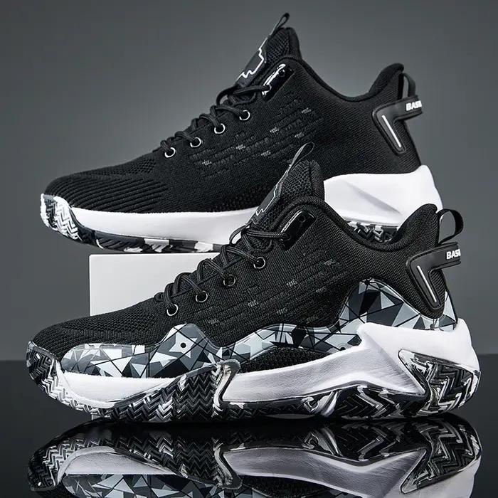Chaussures de basket-ball en maille respirante et absorbant les chocs pour hommes, bottes de sport a