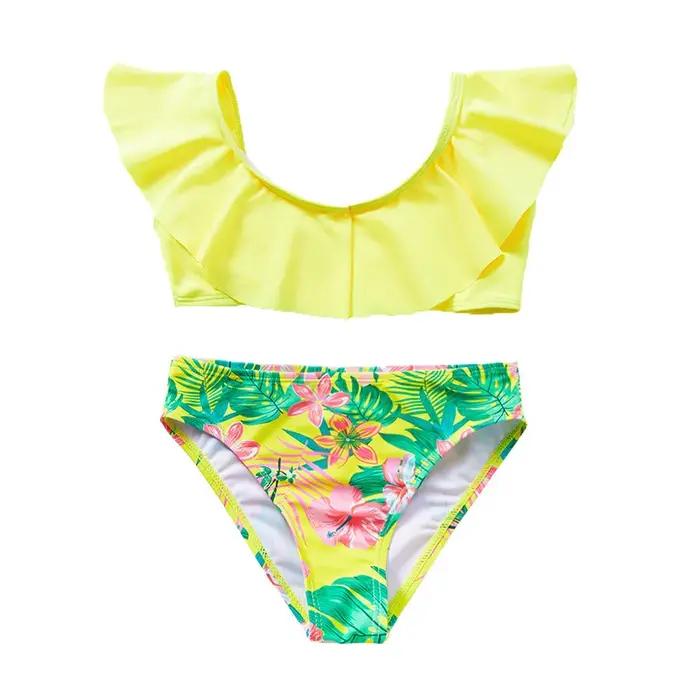 Maillot de bain fendu pour enfants, grand maillot de bain pour enfants et filles, grand bord à volan