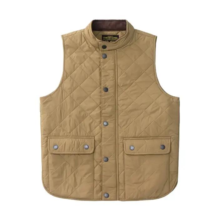 Réplique de gilet en coton matelassé pour hommes, rétro américain décontracté, couleur unie, col mon