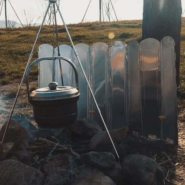 Grand pare-vent pour poêle à bois, pare-vent de camping, barbecue en plein air, Eva de cuisson galva