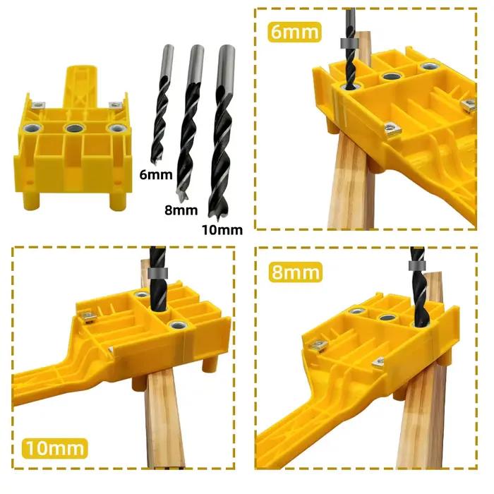 Gabarit de chevilles pour le travail du bois, adapté au Guide de perçage de 6/8/10mm, manchon métall
