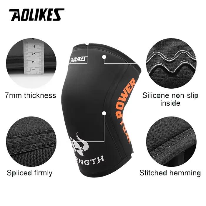 AOLIKES 1 paire 7mm néoprène sport genouillères Compression haltérophilie pressurisé Crossfit entraî