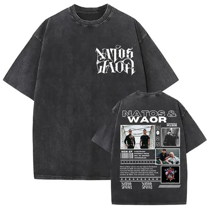 Lavé Vintage NATOS WAOR Hijos De La Ruina Logo Album Merch t-shirts hommes femmes Hip Hop gothique à