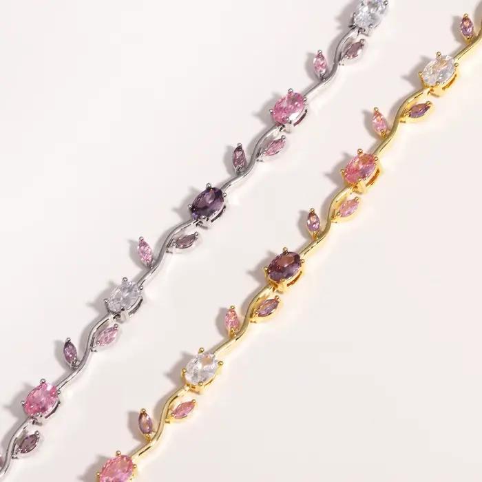 Bracelets de marque en zircone cubique pour femmes, bijoux de mariée, demoiselle d'honneur, cadeau p