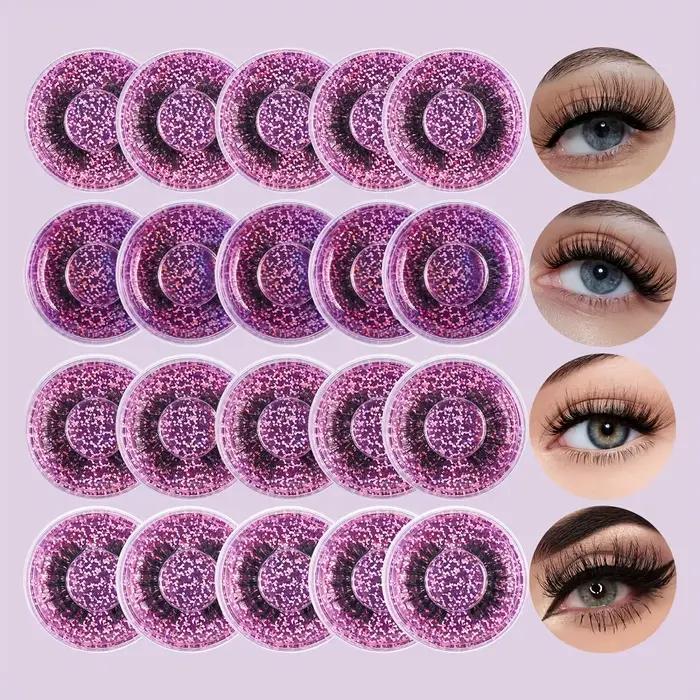 20 paires 4 Styles vaporeux Faux vison Faux cils mélangés dramatiques épais bouclés moelleux bande c