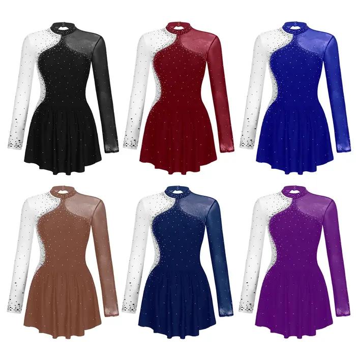 Costume de spectacle de patinage artistique pour femmes, vêtements de danse de Ballet, gymnastique,