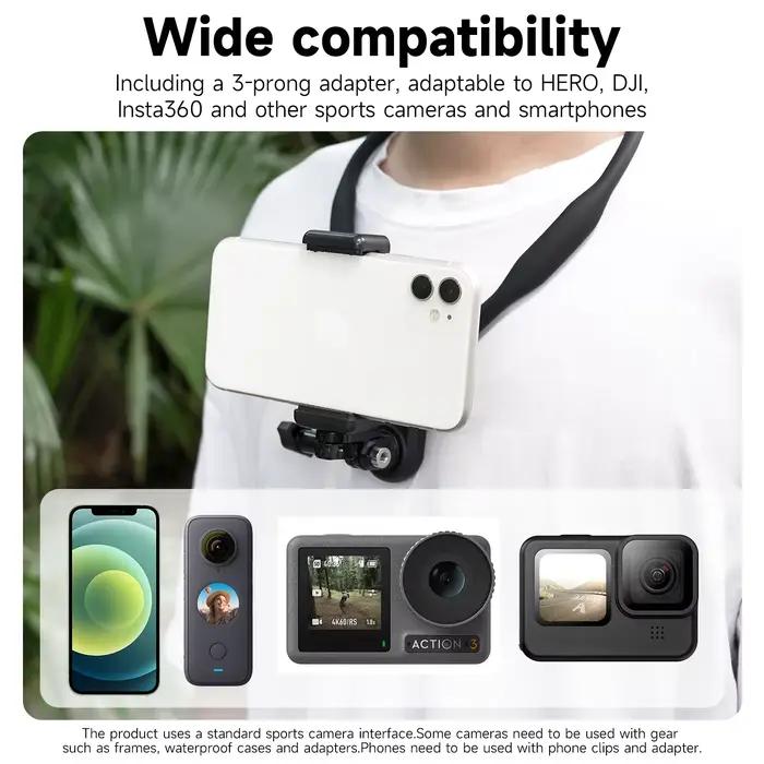 TELESIN support de cou support de poitrine pour GoPro Hero 13 12 11 10 9 8 7 Insta360 DJI Osmo Actio