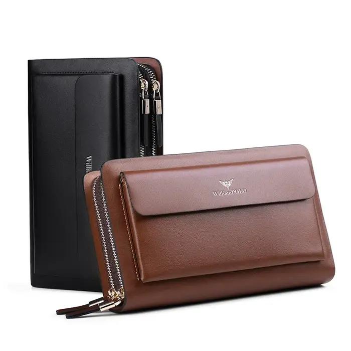 Pochettes de marque en croûte de cuir pour hommes d'affaires, organisateur de cartes de crédit pour