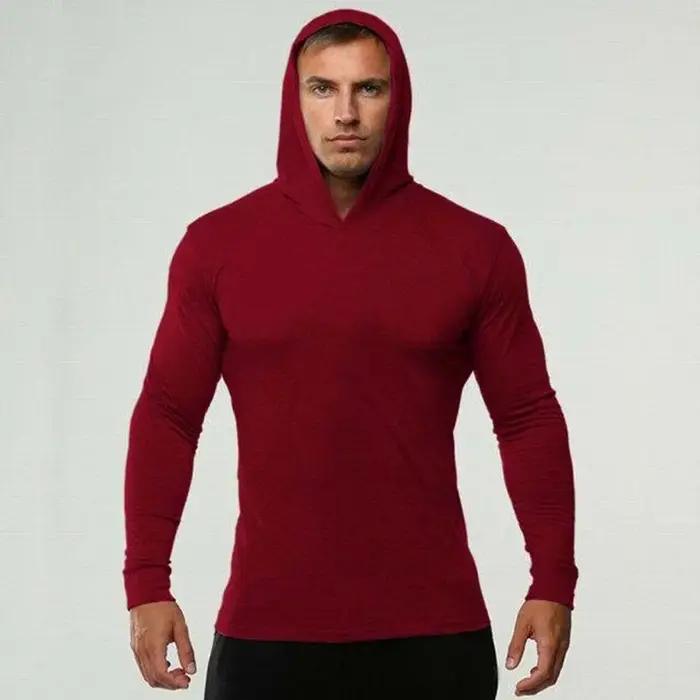 Vêtements de sport de couleur unie, T-Shirt à manches longues, coupe cintrée, en coton respirant, vê