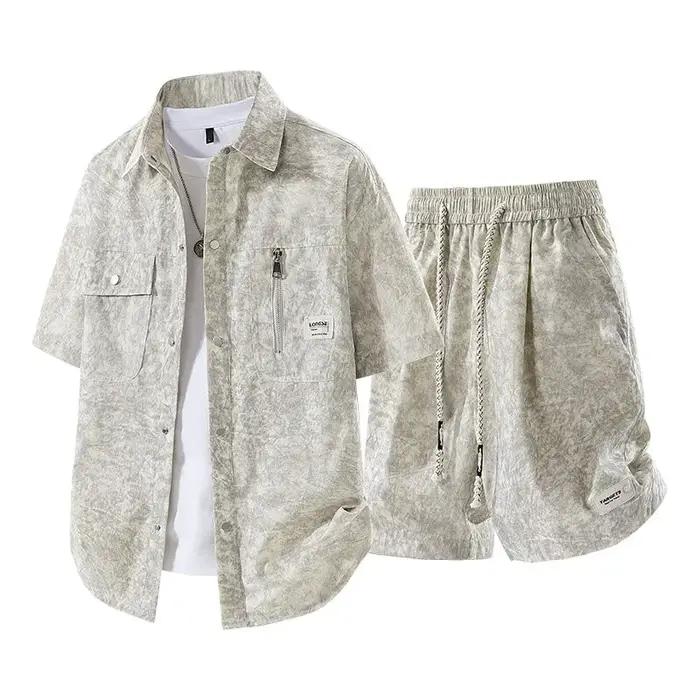 Ensemble chemise et Short à manches courtes pour hommes, décontracté, polyvalent, à la mode, Cool, t