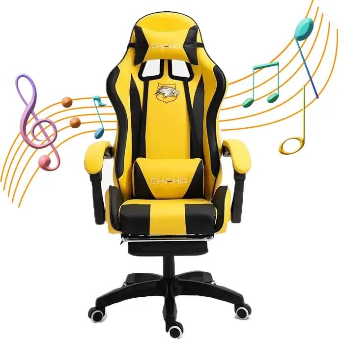 Chaise d'ordinateur de gaming en cuir PU vert, mobilier de chambre à coucher, expressément élévateur
