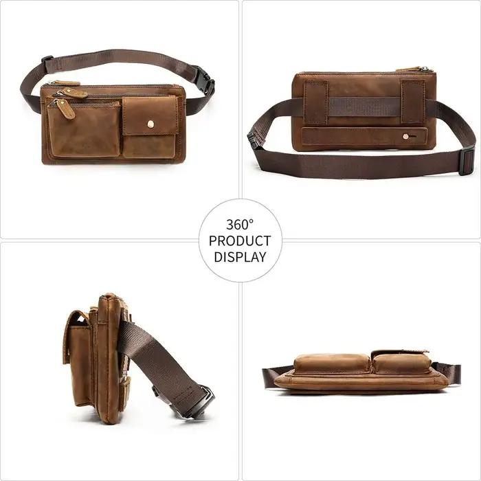 Nouveau sac de taille rétro pour hommes, sac à bandoulière à une épaule en peau de vache pour l'exté