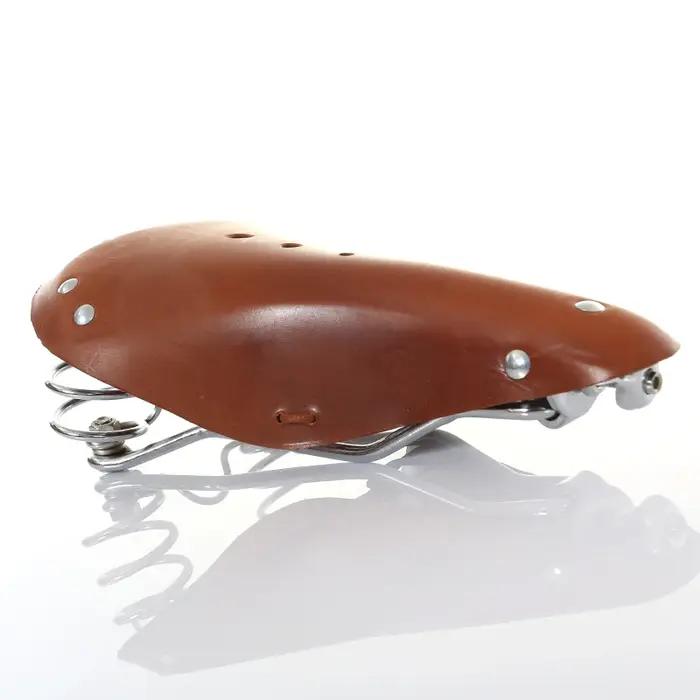 Selle de vélo en cuir respirante et confortable pour VTT, siège de cyclisme rétro avec coussin pour