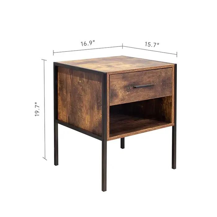 Table de nuit de style industriel, ensemble de 2 pièces