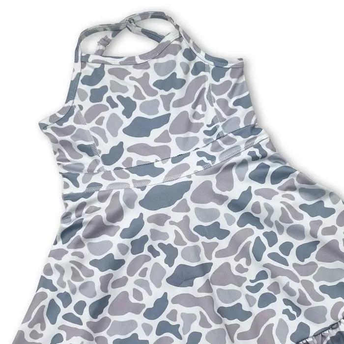 Robes pour bébés filles, 6 couleurs, style camouflage, à bretelles, avec volants, longueur genou, po