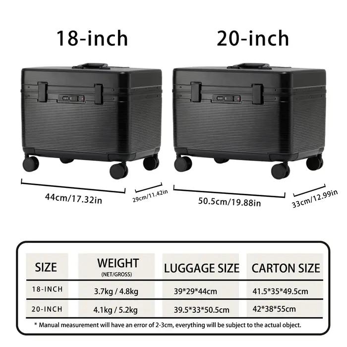 Valise à cadre en alliage d'aluminium, valise à roulettes portable ABS à ouverture supérieure, roues