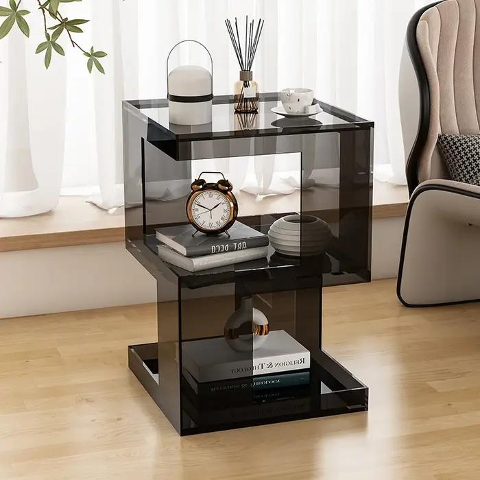 Table d'appoint de canapé en acrylique minimaliste, organisateur d'angle créatif, support de rangeme