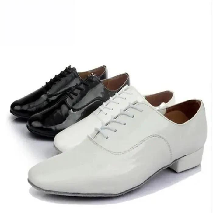 Chaussures de danse latine professionnelles pour hommes, noir et blanc, hauteur de talon bas 2.5cm,