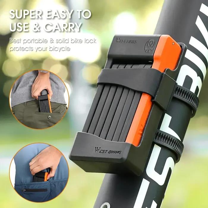 WEST BIKING – serrure de vélo pliable, sécurité routière, antivol, pour vtt, cyclisme, Scooter, chaî