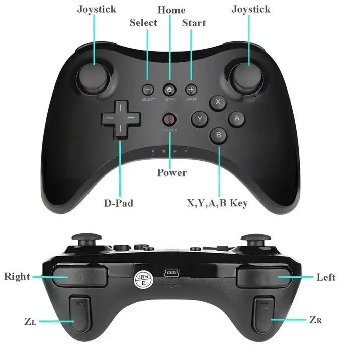 Manette de jeu sans fil Classic Pro pour Nintend wii U Pro, avec câble USB, contrôleur sans fil