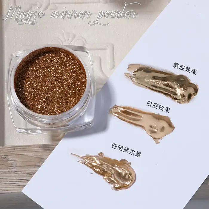 Poudre miroir or argent pour Nail Art, 1 boîte, paillettes élégantes, Champagne, vernis Gel UV, pous
