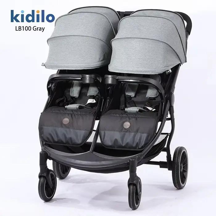 Nouvelle poussette double tout-en-un 2025, convertible assise ou allongée, légère et pliable, avec c