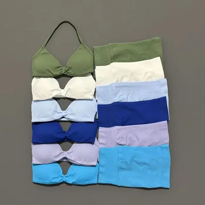 2 pièces Sport ensemble de gymnastique soutien-gorge à bretelles sous-vêtements Yoga court Sport Leg