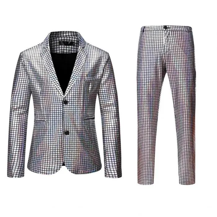 À la mode nouveaux hommes paillettes marquage à chaud costume Disco Cosplay fête scène discothèque b