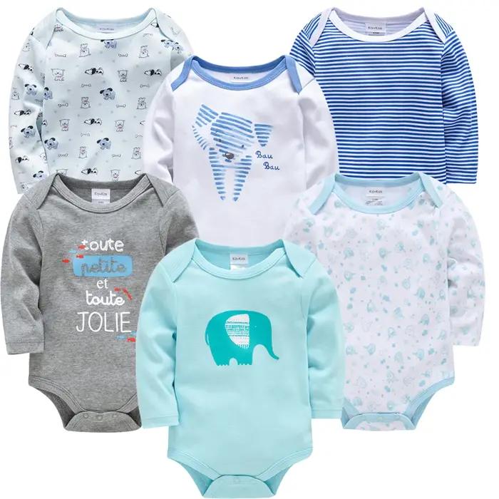 Kavkas bébé garçons filles Body 6 pièces 3 pièces à manches longues 100% coton bébé vêtements 0-12 m