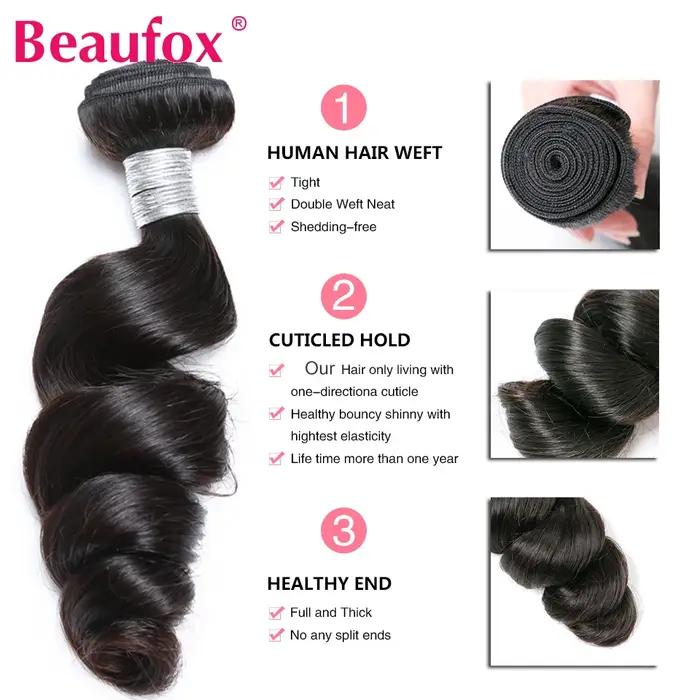 Beautorch-Tissage en Lot Brésilien Naturel Remy Noir Ondulé, Extension de Cheveux, 8 à 30 Pouces, Lo