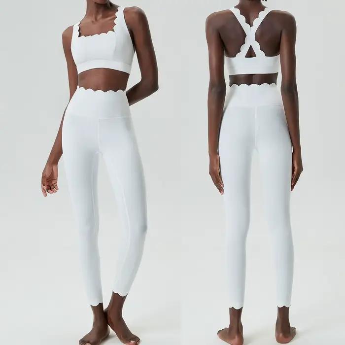 Ensemble de vêtements de yoga pour femmes leggings taille haute haut antichoc survêtements d'exercice fitness extensibles entraînement sportif deux pièces