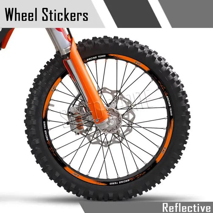 EXC – autocollants réfléchissants pour roues de moto, autocollants de jante, bande à rayures pour KT