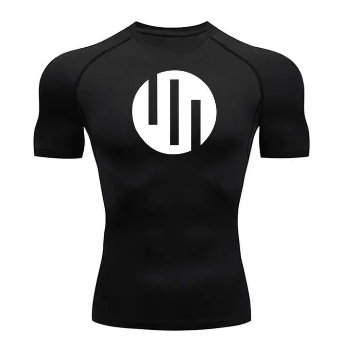 T-shirt de course à manches courtes, chemise de Compression blanche pour hommes, exercice de gymnast