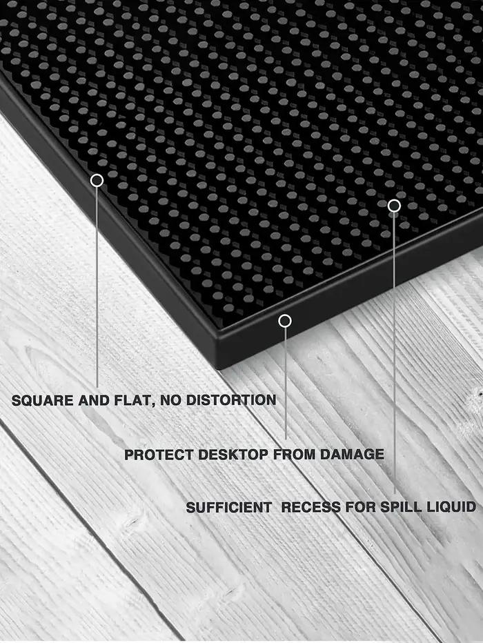 Leeseph Tapis de bar 17,7 x 11,8 pouces d'épaisseur Tapis de déversement de barre noir durable et él