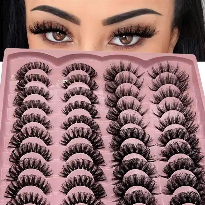 20 paires de faux cils 3D à volume dramatique pour extensions et maquillage de cils d'apparence natu