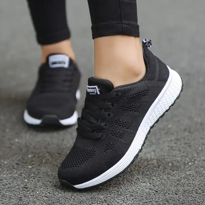 Femmes Chaussures Décontractées Mode Respirant Marche Maille FlatShoesSneakers Blanc Femme Chaussure