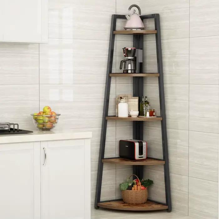 Tribesigns-Bibliothèque d'angle en bois T1, étagères de rangement