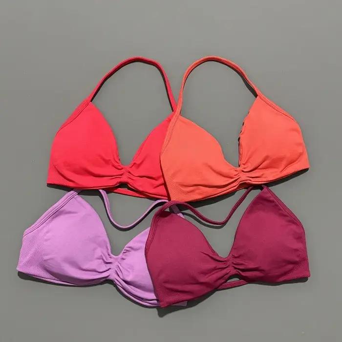 HISTELLO Soutien-gorge de sport à bretelles fines pour femme, maintien élevé, sans couture, style ha