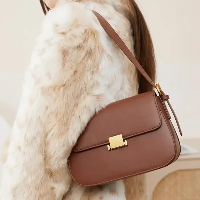 Sac à bandoulière en cuir véritable pour femme, sac à ati elles, sac messager pour femme, petit sac