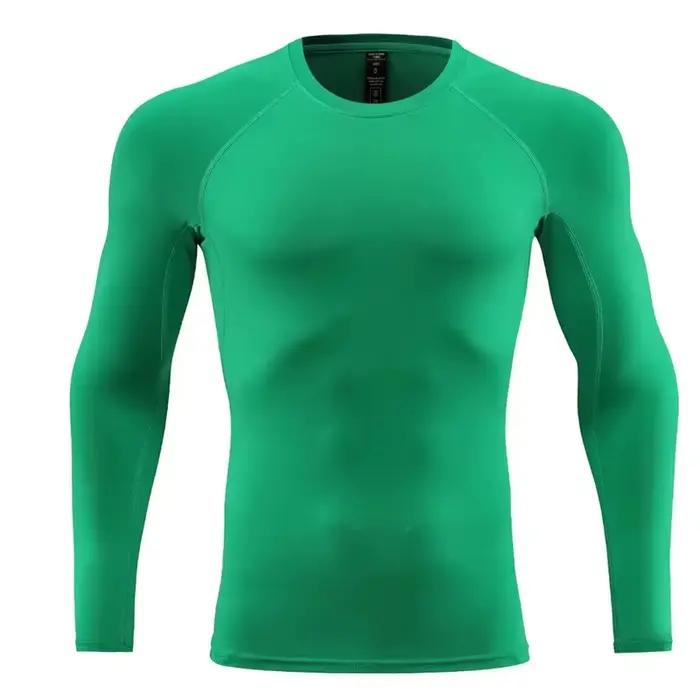 Hommes à manches longues mince hauts t-shirts vêtements de sport salle de sport Fitness Compression