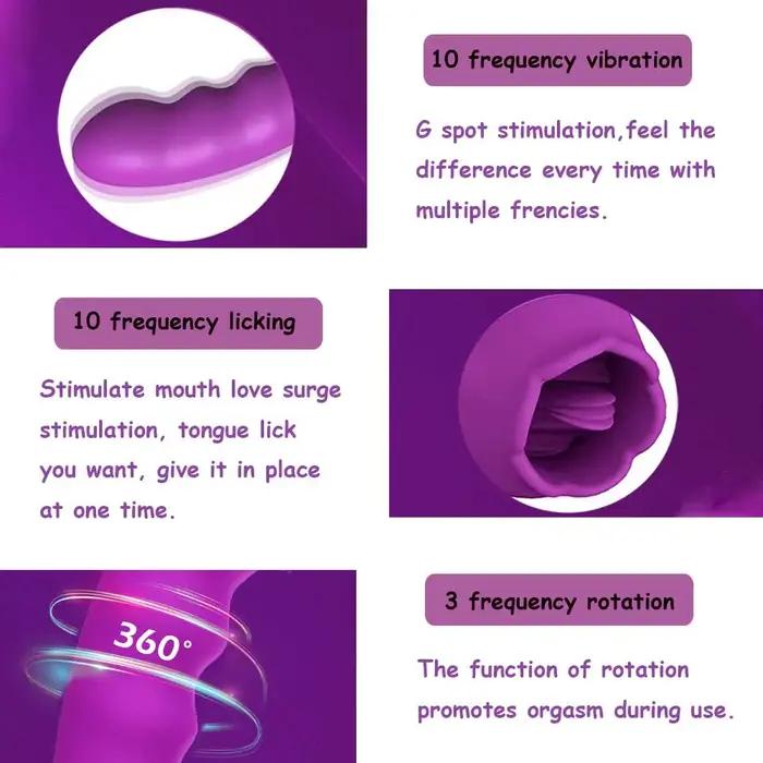 Vibromasseur rotatif 3 en 1 pour femme, gode vibrant pour lécher le clitoris, UNIS issement du point